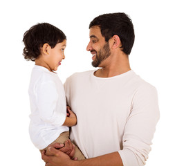 Wall Mural - little indian boy with his father