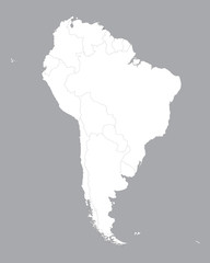 Poster - white map of South America