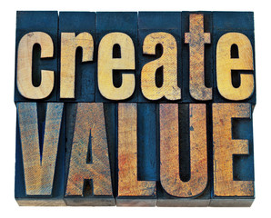 Wall Mural - create value wood typography