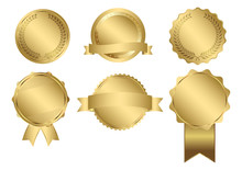 Vector Badges Of Gold Seal Set