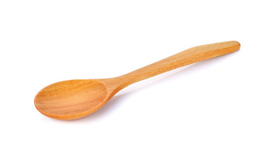 Wooden spoon isolated on white background.