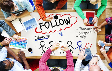 Poster - Follow Support Ideas Teamwork Social Media Concept