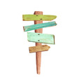 © olga_bonitas - Watercolor wooden signpost
