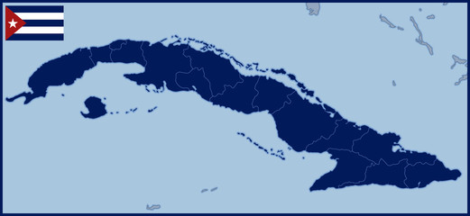 Wall Mural - Blank Map of Cuba with Flag