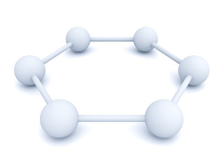 Aufkleber - 3d white hexagonal molecular structure model isolated over white background with shadow