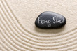 canvas print picture - Schwarzer Stein mit der Aufschrift Feng Shui