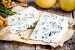 Blue cheese slices closeup