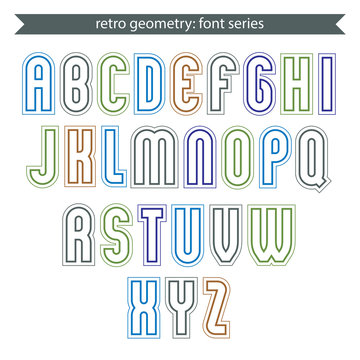Poster light elegant font with outline. Contemporary vector colo
