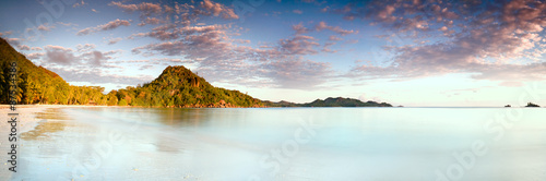 Fotografie, Obraz Tropical sunrise on the beach Seychelles
