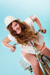 Active woman riding bike bicycle. Recreation.