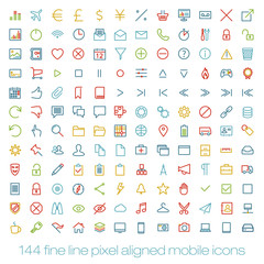 Modern user interface line icons, pixels perfect optimized.