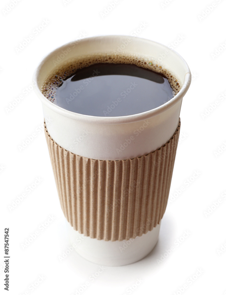 Paper cup of coffee isolated on white