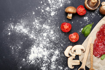 Wall Mural - Food ingredients for cooking on wooden background