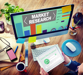 Wall Mural - Market Research Analysis Bar Graph Solution Strategy Concept