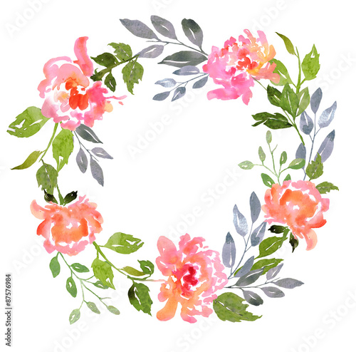 Watercolor peony card template