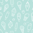 Vector cute mint seamless pattern with ice creams