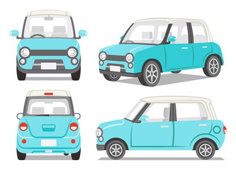 Light blue car four angle set