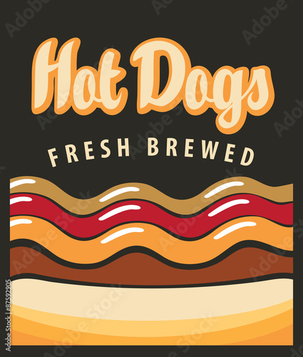 Naklejka - mata magnetyczna na lodówkę vector banner with hot dog in retro style