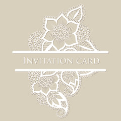 Canvas Print - Vector lace invitation card.