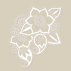 Sticker - Hand-Drawn Abstract Henna Mehndi Flower Ornament 