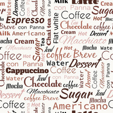 Coffee Words, Tags. Seamless Pattern