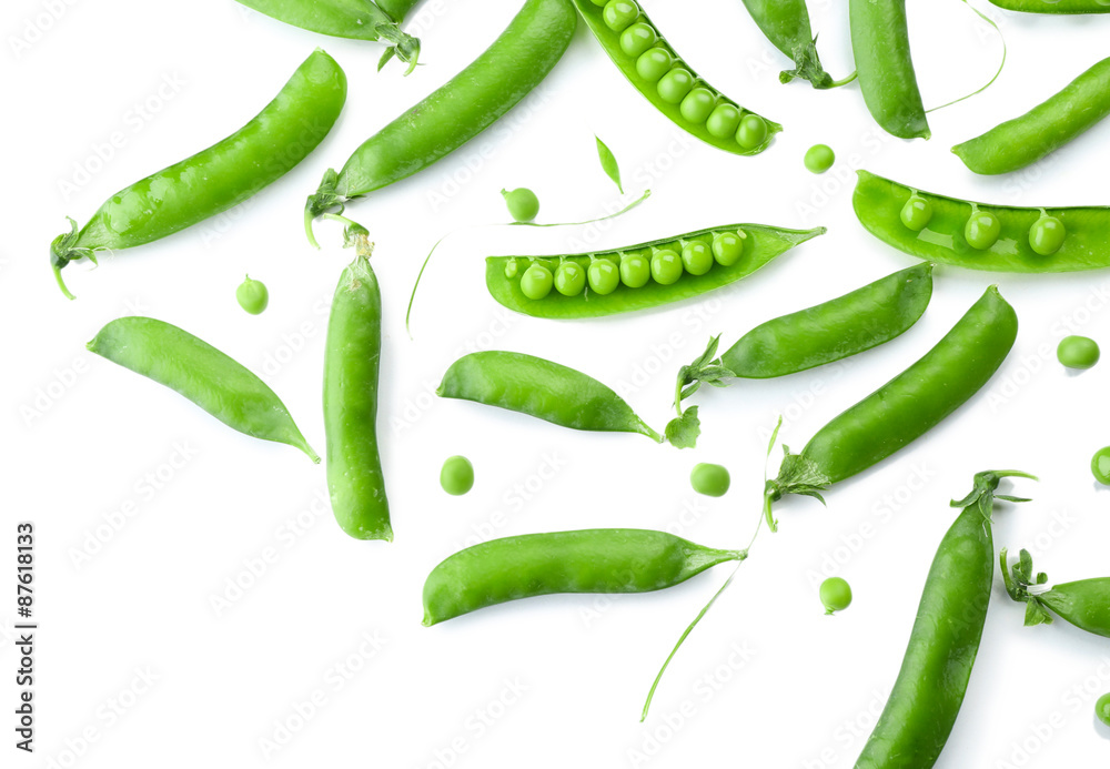 Fresh green peas close up