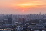 Fototapeta Miasto - View of Singapore in the evening at sunset.