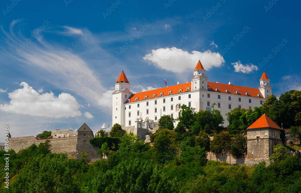 Obraz na płótnie Medieval castle on the hill against the sky, Bratislava, Slovakia w salonie