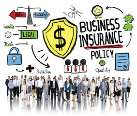 Wall Mural - Multiethnic Crowd People Safety Risk Business Insurance Concept