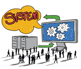 Wall Mural - System Connection Technology Data Networking Concept