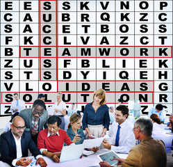 Wall Mural - Success Crossword Puzzle Words Achievement Game Concept