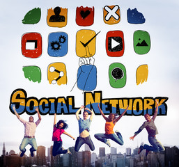 Wall Mural - Social Network Social Media Internet Web Online Concept