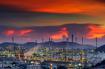 Wall Mural - Landscape of oil refinery industry with oil storage tank