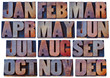 © MarekPhotoDesign.com - months in wood type - calendar concept