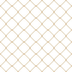 Nautical rope seamless gold fishnet pattern on white background