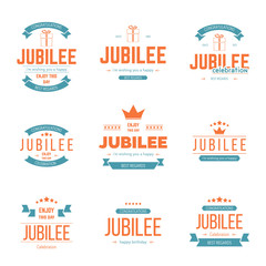 vector set of jubilee signs, symbols. design elements collection.