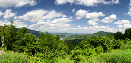 Fotografie, Obraz View at Lake Lure in North Carolina from Chimney rock mountain