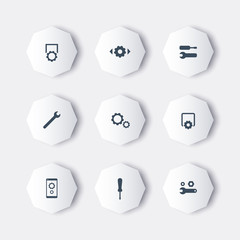 settings, configuration, preferences octagon icons, vector illustration, eps10