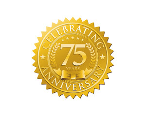 Wall Mural - anniversary logo golden emblem 75