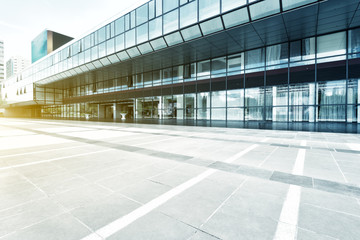 modern building glass wall and empty path