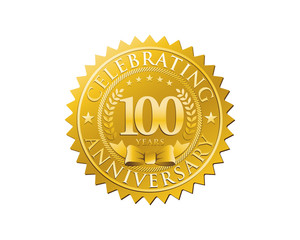 Wall Mural - anniversary logo golden emblem 100