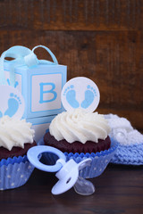 Wall Mural - Vintage Style Baby Shower Cupcake and Gift Box