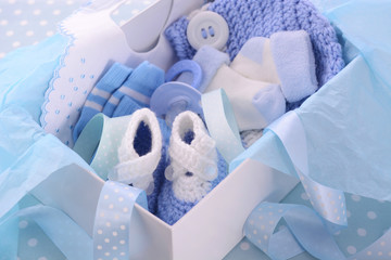 Wall Mural - Its a Boy Blue Baby Shower Gift Box