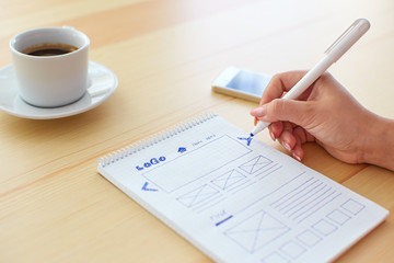 Wall Mural - woman sketching web design