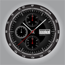 Wrist Watch Watchface With Chronograph And Tachymeter