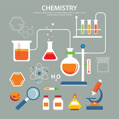 Wall Mural - chemistry background education concept flat design