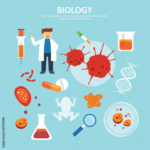 Fotografie, Tablou biology background education concept flat design