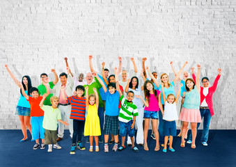 Sticker - Community Togetherness Children Multiethnic Cheerful Happiness C