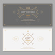 gift voucher template with hipster design, line art