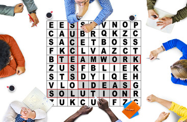 Wall Mural - Success Crossword Puzzle Words Achiement Game Concept